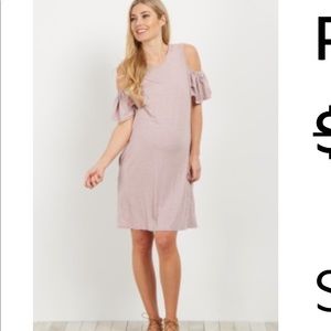 Pink cold shoulder dress